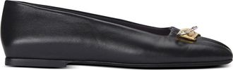 Balmain safety pin detail leather ballerinas - Black