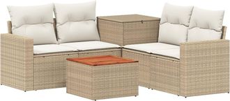 vidaXL Juego De Sof&aacute; 6 Uds. Beige Y Blanco Crema Vidaxl