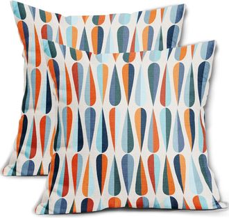 OEM Funda De Coj&iacute;n Decorativa Moderna De Estilo Medieval, 20x20 Pulgadas, Juego De Dos Piezas, Estampado De L&aacute;grima Azul Y Naranja, Coj&iacute;n Decorativo, Fund