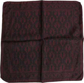 Dolce & Gabbana Mens Maroon Black Printed Square Men Foulard Scarf Silk - One Size