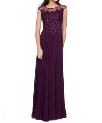 Colors Dress Beaded Embroidered Gown In Eggplant