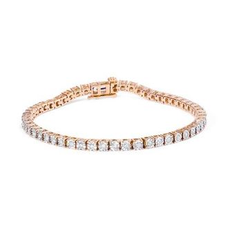 House of Brilliance Silver 1.0 Cttw Rustic Diamond Tennis Bracelet in Rose Gold Over Silver at Nordstrom, Size 10
