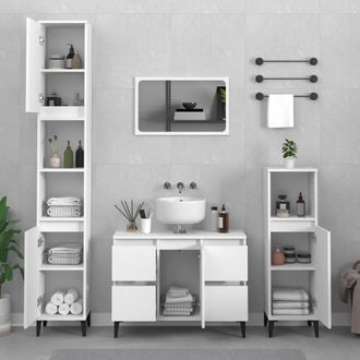 vidaXL Juego De Muebles De Ba&ntilde;o 3 Pzas Madera Contrachapada Blanco Vidaxl