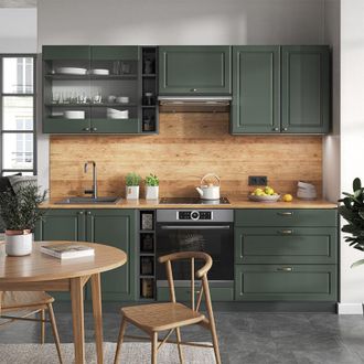 Vicco Mueble De Cocina Fame-line, Verde-dorado Casa De Campo/antracita, 235 Cm Sin Encimera, Vicco
