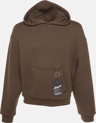 Axel Arigato Brown Logo Embroidered Cotton Knit Title Hoodie