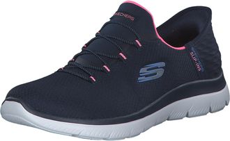 Skechers Womens Summits Diamond Dream Slip-On Sneakers, Navy Mesh/Pink Trim, 4 UK Wide