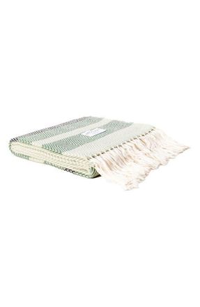 Ettitude Luxe Stripe Throw Blanket in Fern & Forest at Nordstrom