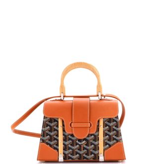 Goyard Structured Saigon Top Handle Bag Coated Canvas with Leather Mini