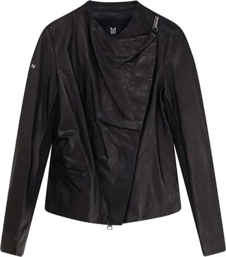 Ixos asymmetrical zip-fastening leather jacket - women - Calf Leather/Polyester - 40 - Black