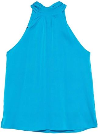 Nouvelle/Silk95Five Villete haltertop met plooitjes - Dames - Blouses - Blauw - M - Overhemden