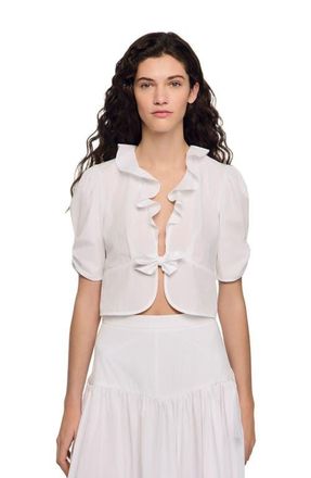 Sandro Ruffled crop top in White at Nordstrom, Size X-Large