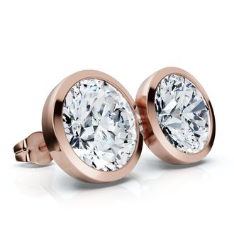 Pompeii3 Certified 6Ct TW Martini Bezel Diamond Studs 14k Gold Lab Grown