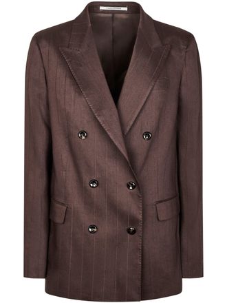 Tagliatore Double-Breasted Pinstripe Jacket with Structured Silhouette