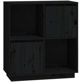 vidaXL Credenza Nera 74x35x80 cm in Legno Massello di Pino vidaXL