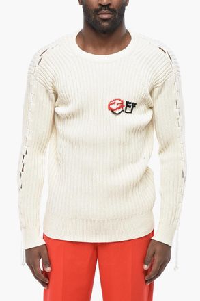 Off-white SEASONAL Maglia LINK a Costine con Dettaglio Lace-up Off-White