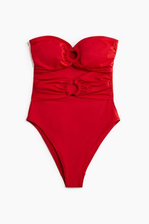 H&M Bandeau-Badeanzug mit wattierten Cups - Rot