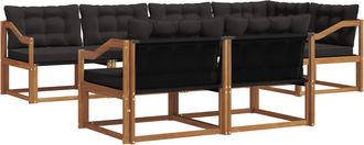 vidaXL Conjunto De Sof&aacute;s De Exterior 7 Uds. Natural Y Negro Vidaxl