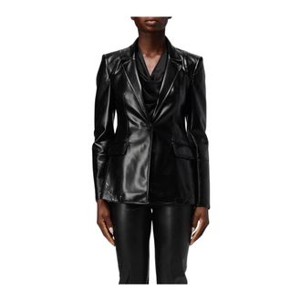 Hanita Blazers, female, Black, Size: M Faux Leather Blazer Jacket