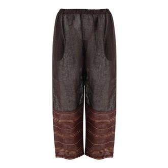 Tory Burch Wide Trousers, female, Brown, S, Linen Beach Pant