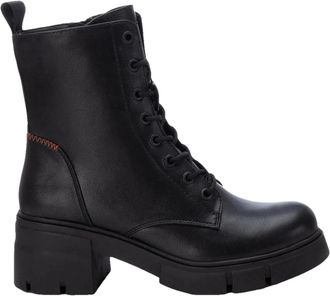 Refresh Lace-up Boot 170919 - Dames - Veterlaarzen - Zwart - 40 EU - Leer - Schoenen