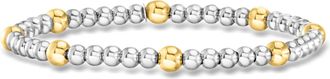 RS Pure by Ross-Simons Italian 4-5mm Sterling Silver and 18kt Gold Over Sterling Bead Stretch Bracelet