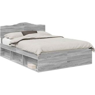 vidaXL Estructura De Cama Con Cabecera Gris Sonoma 140 X 190 Cm Vidaxl