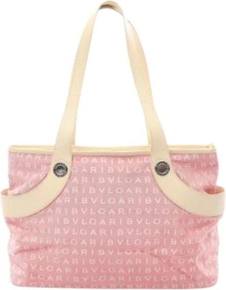 Bulgari Pre-owned Tote Bags, female, Pink, Size: ONE SIZE Pre-owned Canvas Shoulder Bag
