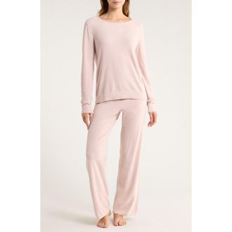 Barefoot Dreams CozyChic Ultra Lite Boat Neck Pajamas in Barely Pink at Nordstrom Rack, Size X-Small