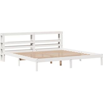 vidaXL Cama Sin Colch&oacute;n Madera Maciza De Pino Blanca 180x200 Cm Vidaxl