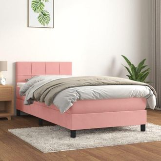 vidaXL Cama Box Spring Con Colch&oacute;n Terciopelo Rosa 80x200 Cm Vidaxl