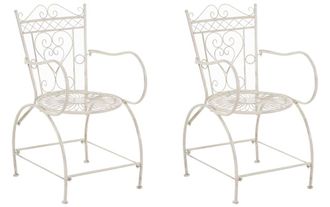 Clp Set 2 sillas de exterior con reposabrazos en Metal Crema antiguo