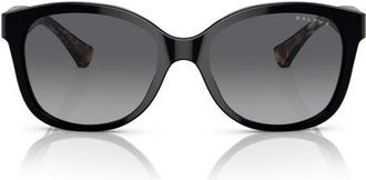 Ralph Lauren 55mm Polarized Gradient Cat Eye Sunglasses in Shiny Black /Polar Grey at Nordstrom