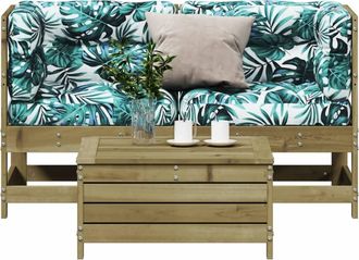 vidaXL Juego De Sof&aacute;s Jard&iacute;n 3 Pzas Y Cojines Madera Pino Impregnada Vidaxl