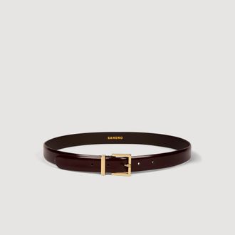 Sandro Smooth leather belt metal buckle