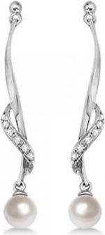 Allurez Freshwater Cultured Pearl & Diamond Drop Earrings.07ctw (6.50mm)