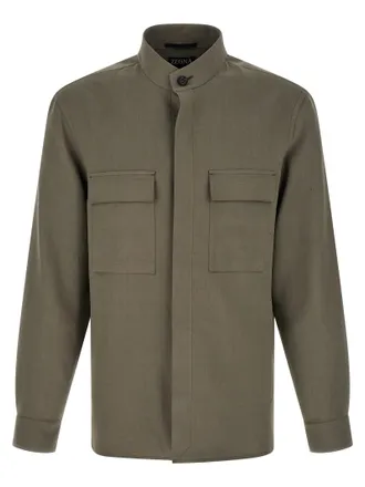 Ermenegildo Zegna Gray Linen Mens Blouse