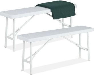 Relaxdays Relaxdays Set of 2 Picnic Benches, Foldable, for Pub, Garden or Campsite, up to 150kg each, HWD: 42x100x25 cm, White