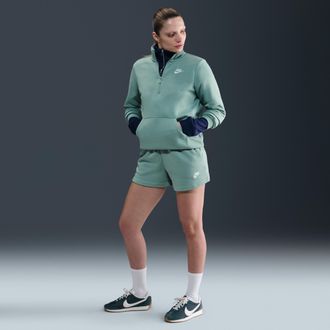 Nike Womens Nike Sportswear Club Fleece Mid-Rise Shorts in Green | DQ5802-017
