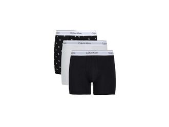 Calvin Klein Underwear Icon Cotton Stretch 3-Pack Boxer Brief Mens Underwear Black/Diamond Logo Black/Classic White : 2XL, Cotton/Elastane