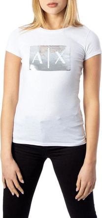 A|X Armani Exchange Witte Katoenen Lente/Zomer Dames T-Shirt - Dames - T-shirts - Wit - L - Katoen - Tops