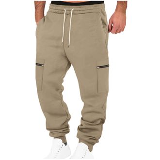 Generic Jogging Pants for Men Tracksuit Bottoms Sweatpants Cuffed Gym Trousers Casual Mens Joggers with Zip Pockets Workwear Elasticated Waisted Open Hem Swea