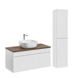 Petits Meubles Conjunto mueble lavabo individual tableros laminados blanco