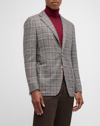 Kiton Mens Cashmere Plaid Sport Coat