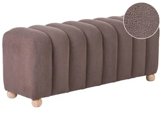 Beliani Pouf A Costecon Rivestimento In Boucl&eacute; Gambe In Legno Marrone Idyllwild