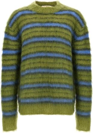 Marni Gestreept Mohair Trui - Heren - Ronde hals truien - Veelkleurig - XL - Truien & Vesten