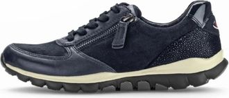 Gabor Schoenen, Dames, Blauw, 39 EU, Leer, Rollingsoft Lage Sneaker