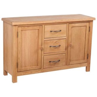 Berkfield Home Sideboard with 3 Drawers 110x33.5x70 cm Solid Oak Wood in Brown