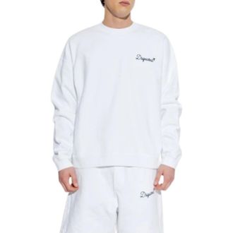 Dsquared2 Sweatshirts, male, White, Size: L D2 Signature Relax Fit Crewneck