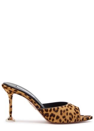 Aquazzura Aquazzura Bisous 85 Leopard-print Calf-hair Mules - 36 (IT36 / UK3)