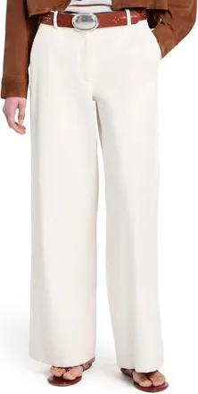 TWP Dylan Stretch Cotton Corduroy Wide Leg Pants in White at Nordstrom, Size 10